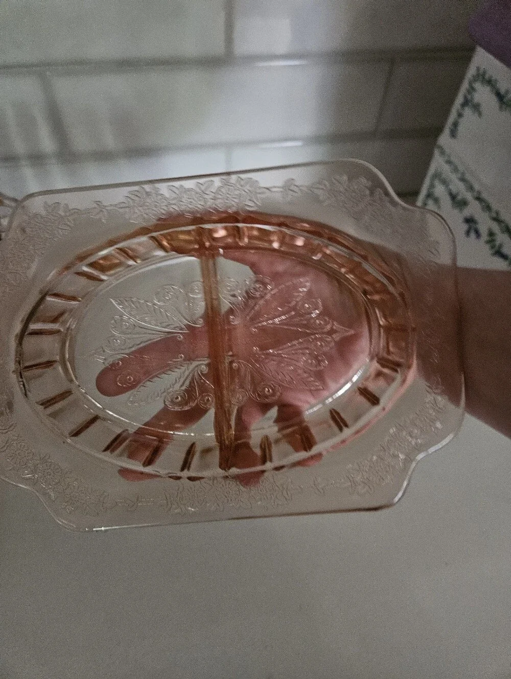 Pink Depression Glass Bathroom Vanity Set - Elegant Pink Glass Accessories